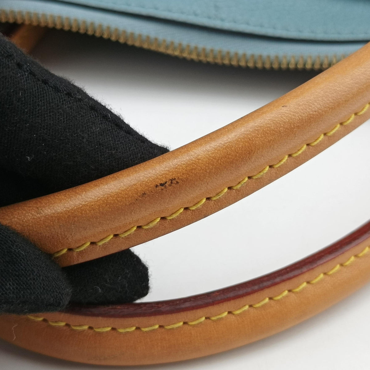 Pre-owned Louis Vuitton PALLAS brown×Blue Ciel Monogram Canvas×calf leather M41467 shoulderbag | stylenewstar