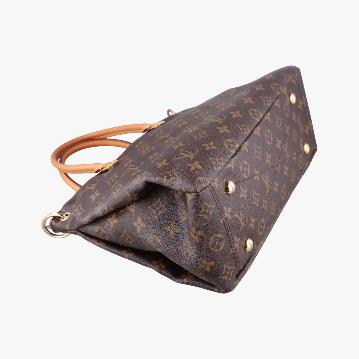Pre-owned Louis Vuitton PALLAS brown×Blue Ciel Monogram Canvas×calf leather M41467 shoulderbag | stylenewstar