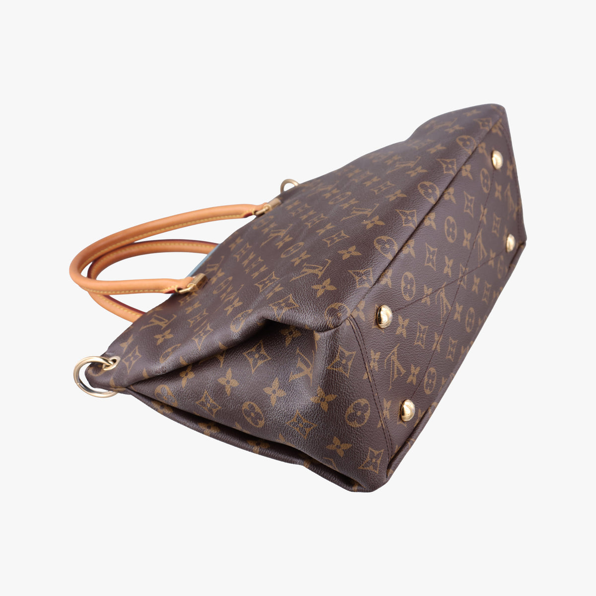 Pre-owned Louis Vuitton PALLAS brown×Blue Ciel Monogram Canvas×calf leather M41467 shoulderbag | stylenewstar