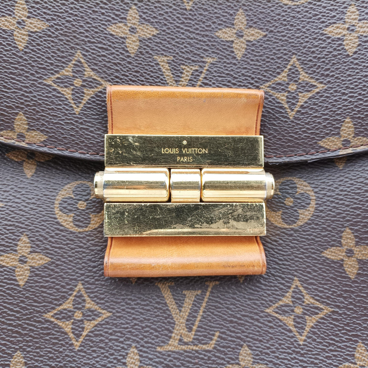 Pre-owned Louis Vuitton OLYMPE Brown×Avane Monogram Canvas×calf leather M40925 handbag | stylenewstar
