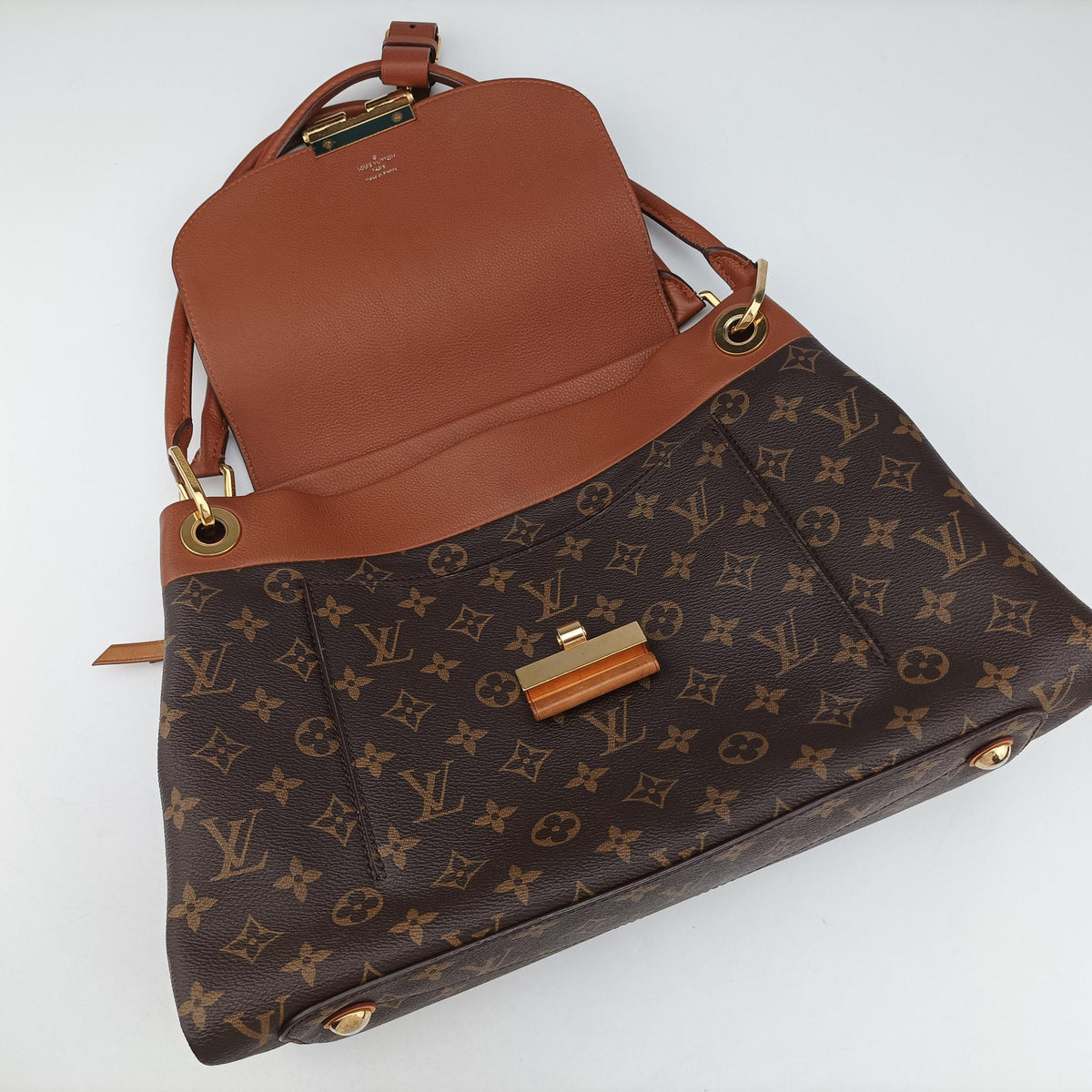 Pre-owned Louis Vuitton OLYMPE Brown×Avane Monogram Canvas×calf leather M40925 handbag | stylenewstar