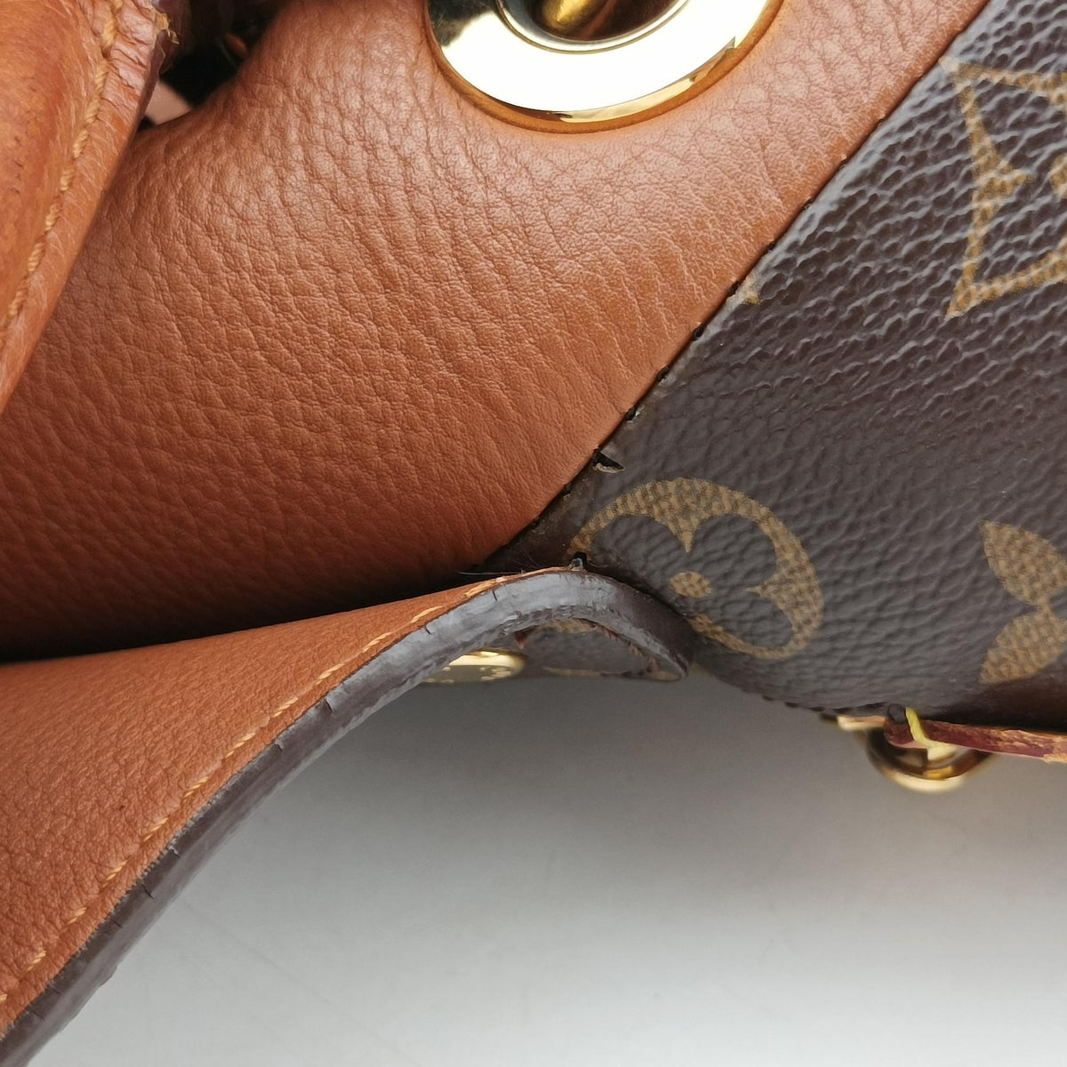 Pre-owned Louis Vuitton OLYMPE Brown×Avane Monogram Canvas×calf leather M40925 handbag | stylenewstar