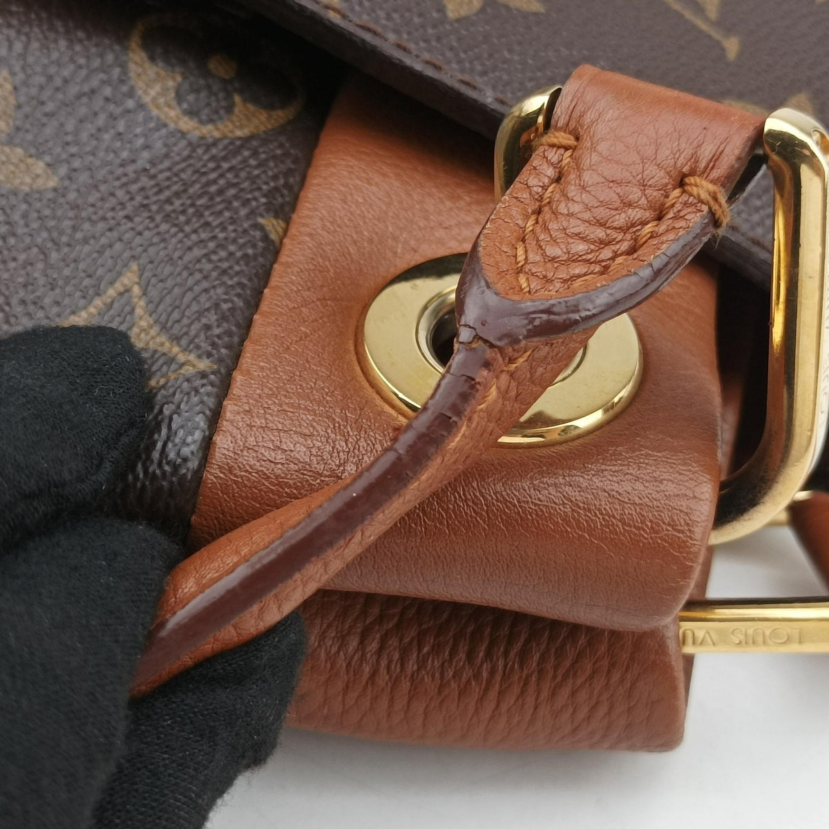 Pre-owned Louis Vuitton OLYMPE Brown×Avane Monogram Canvas×calf leather M40925 handbag | stylenewstar