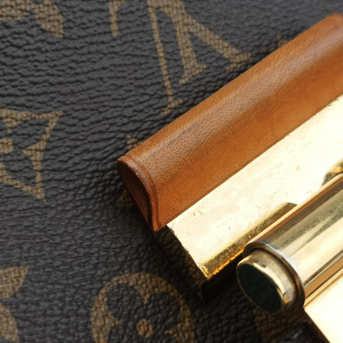 Pre-owned Louis Vuitton OLYMPE Brown×Avane Monogram Canvas×calf leather M40925 handbag | stylenewstar