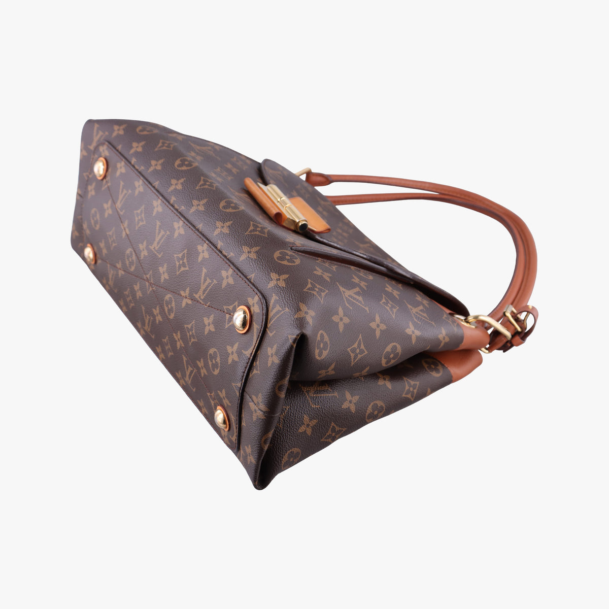 Pre-owned Louis Vuitton OLYMPE Brown×Avane Monogram Canvas×calf leather M40925 handbag | stylenewstar
