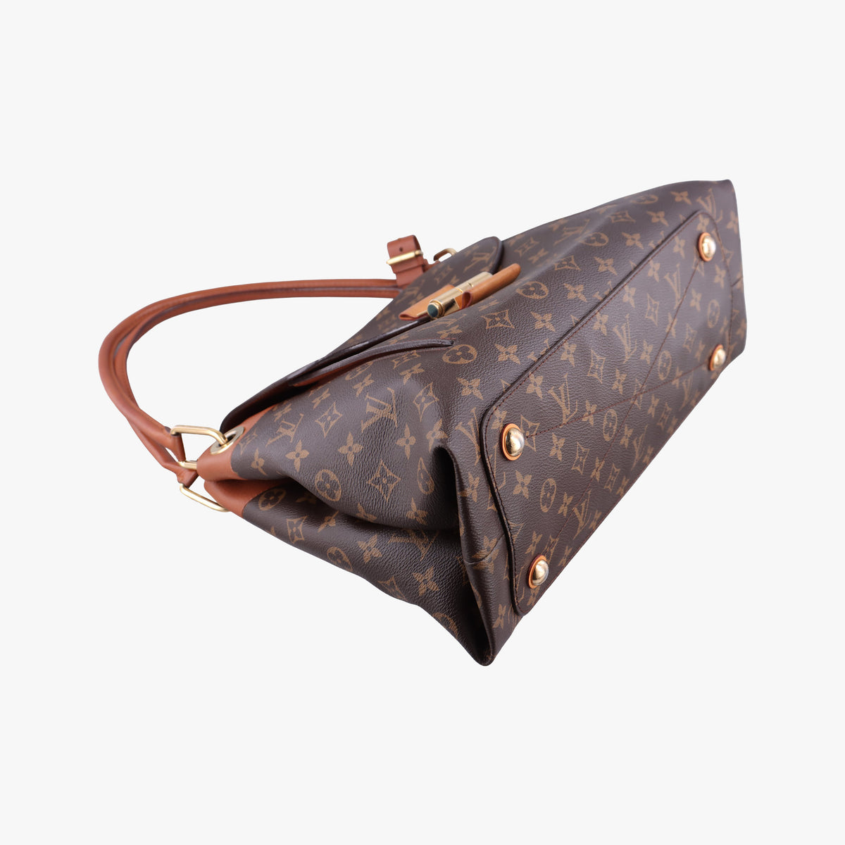 Pre-owned Louis Vuitton OLYMPE Brown×Avane Monogram Canvas×calf leather M40925 handbag | stylenewstar