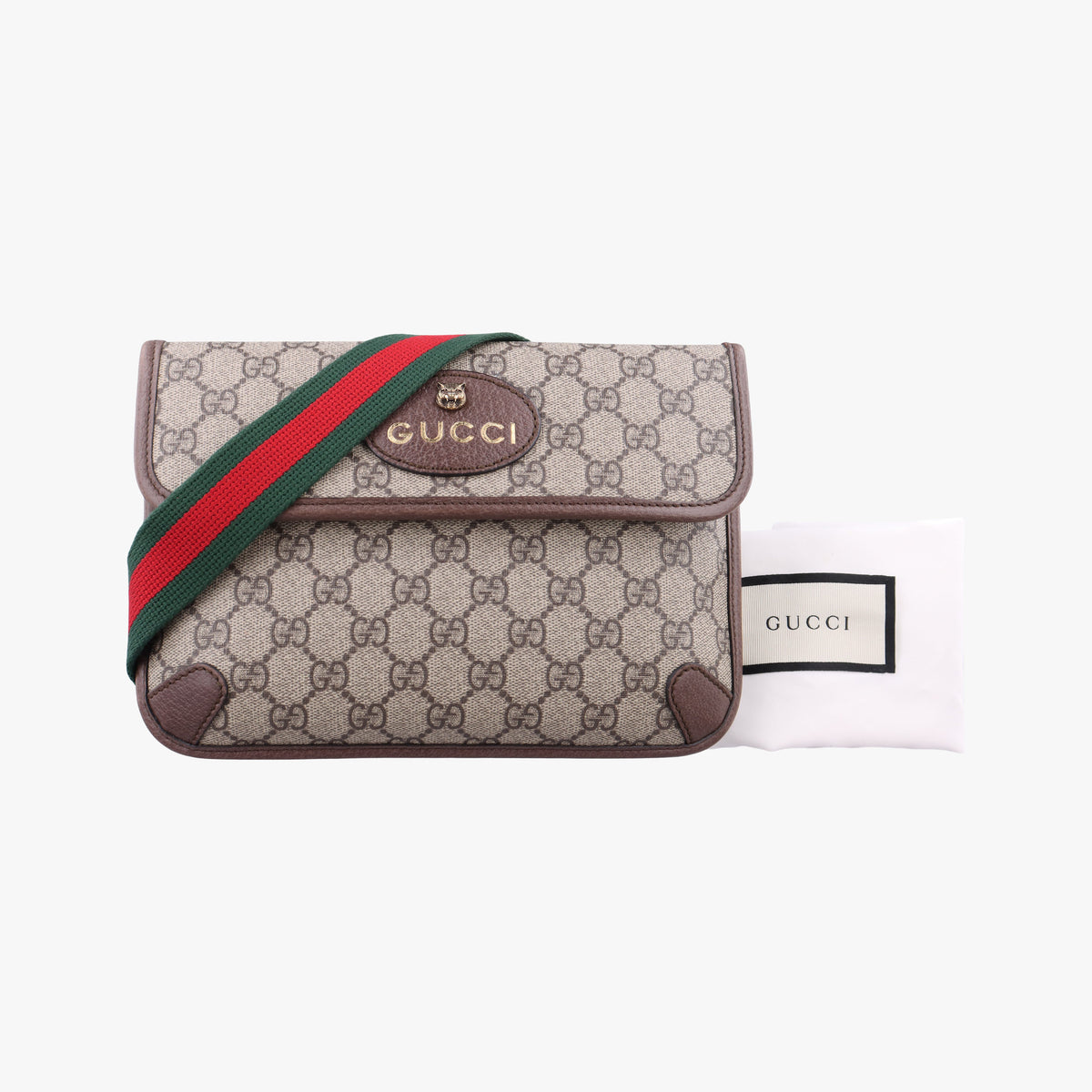 Pre-owned Gucci NEO VINTAGE GG Supreme beige x Brown PVC coated canvas×Leather 493930 bum bag/waist bag | stylenewstar