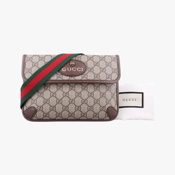 Pre-owned Gucci NEO VINTAGE GG Supreme beige x Brown PVC coated canvas×Leather 493930 bum bag/waist bag | stylenewstar