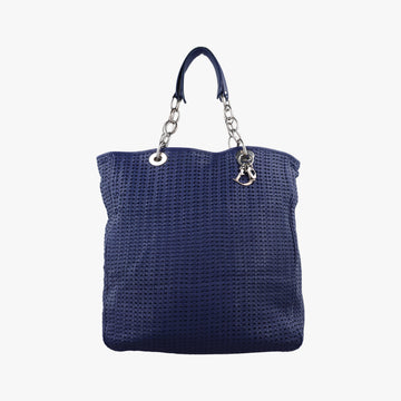 Pre-owned Christian Dior Soft Lady Dior Intrecciato Tote Navy lambskin  handbag | stylenewstar