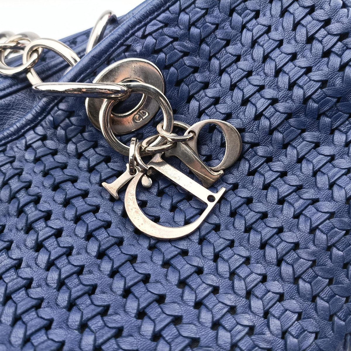 Pre-owned Christian Dior Soft Lady Dior Intrecciato Tote Navy lambskin  handbag | stylenewstar