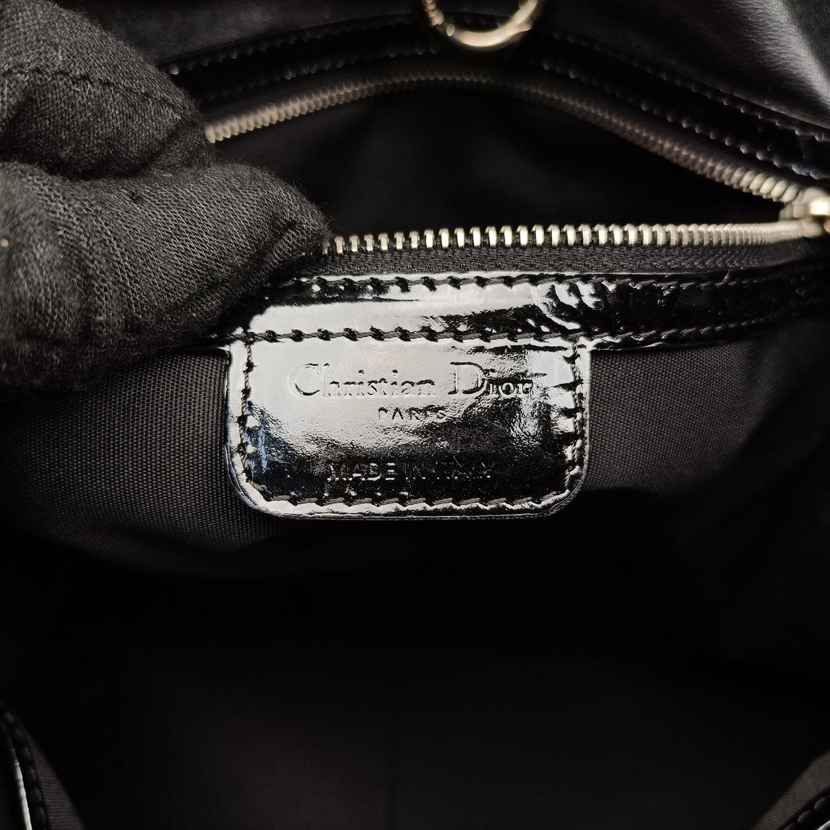 Pre-owned Christian Dior 61 Hobo Black Leather×Patent  handbag | stylenewstar