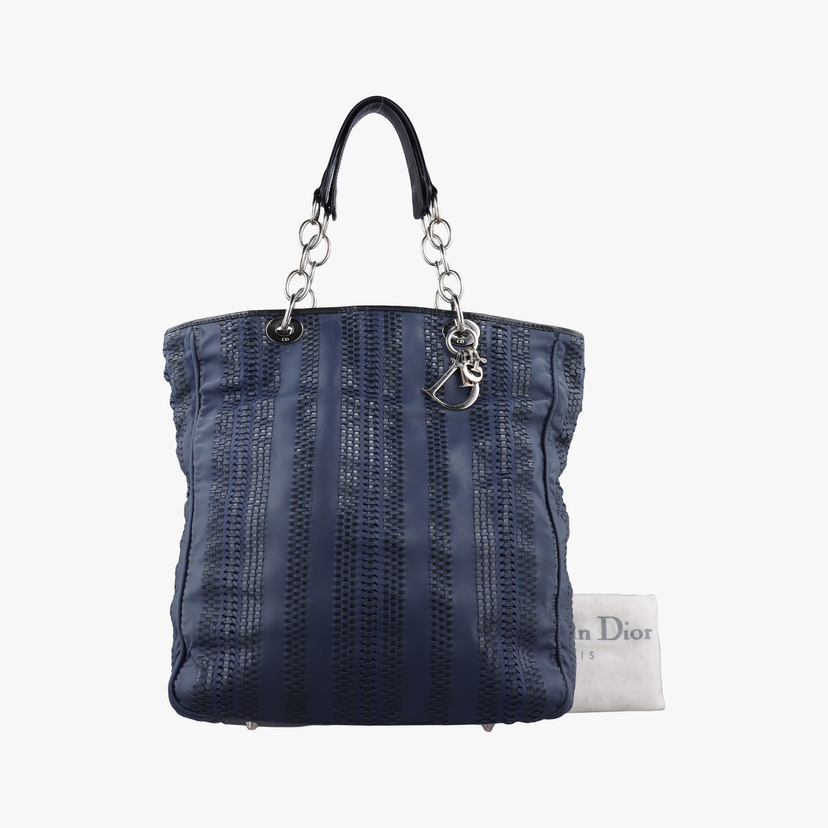 Soft Lady Dior Intrecciato Tote Blue lambskin 17-BO-1018ソフト レディディオール イントレチャート トート ブルー ラムスキン 17-BO-1018
