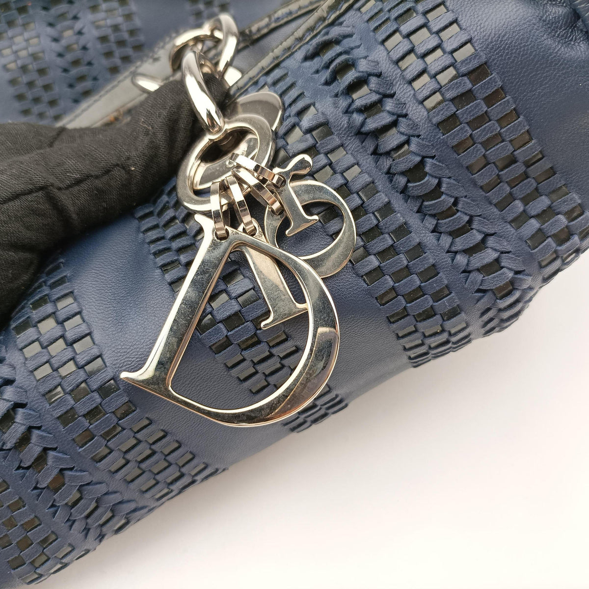 Soft Lady Dior Intrecciato Tote Blue lambskin 17-BO-1018ソフト レディディオール イントレチャート トート ブルー ラムスキン 17-BO-1018