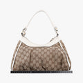 Abbey D-ring Hobo Beige×White canvas×leather 190525 C2262910アビー Dリング ホーボー ベージュ×ホワイト キャンバス×レザー 190525 C2262910