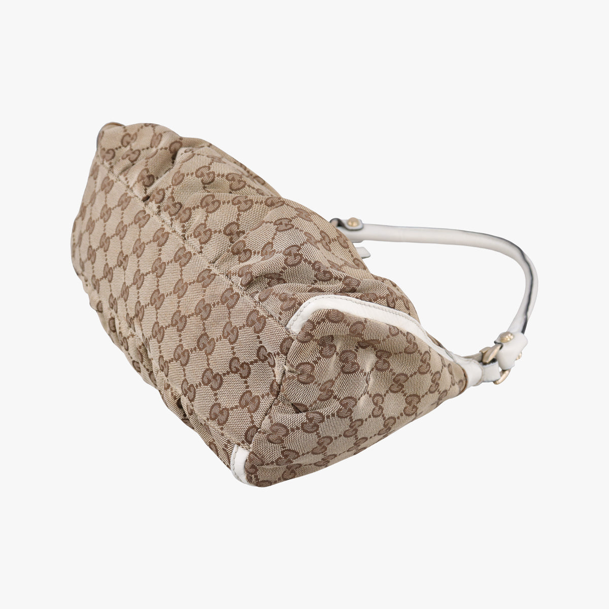 Abbey D-ring Hobo Beige×White canvas×leather 190525 C2262910アビー Dリング ホーボー ベージュ×ホワイト キャンバス×レザー 190525 C2262910