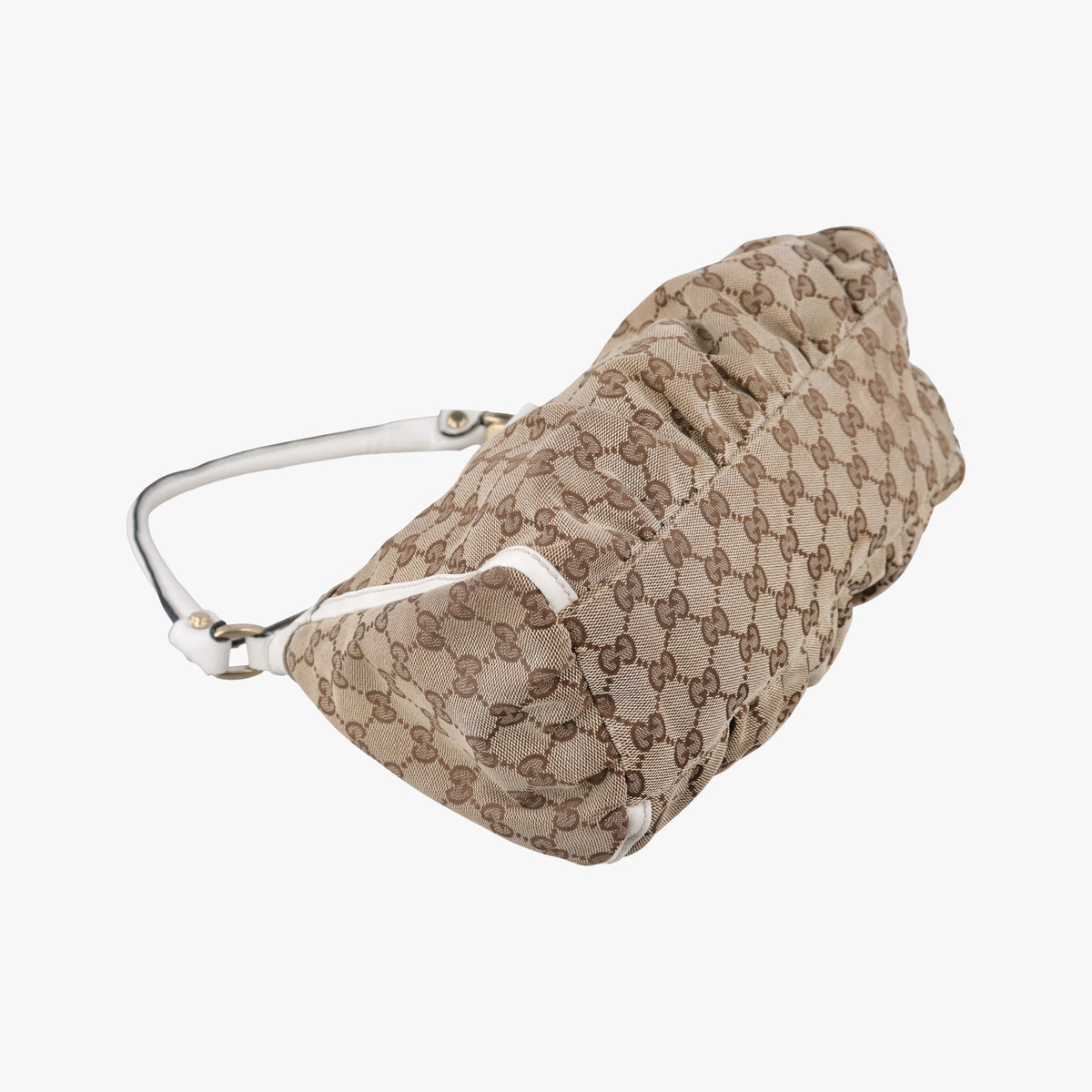 Abbey D-ring Hobo Beige×White canvas×leather 190525 C2262910アビー Dリング ホーボー ベージュ×ホワイト キャンバス×レザー 190525 C2262910
