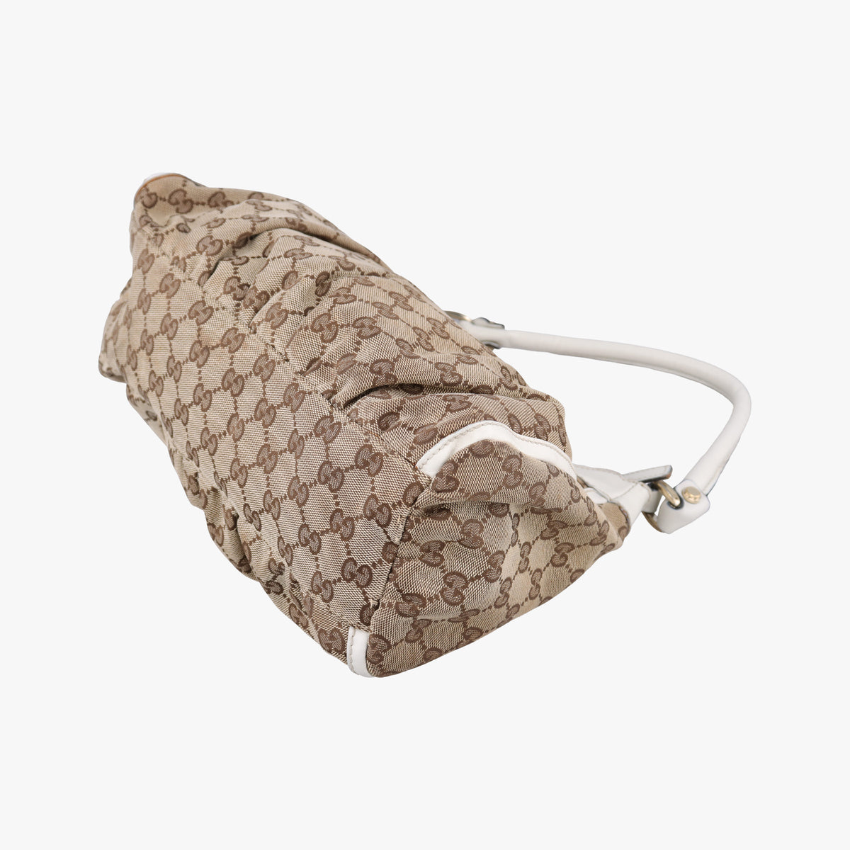 Abbey D-ring Hobo Beige×White canvas×leather 190525 C2262910アビー Dリング ホーボー ベージュ×ホワイト キャンバス×レザー 190525 C2262910