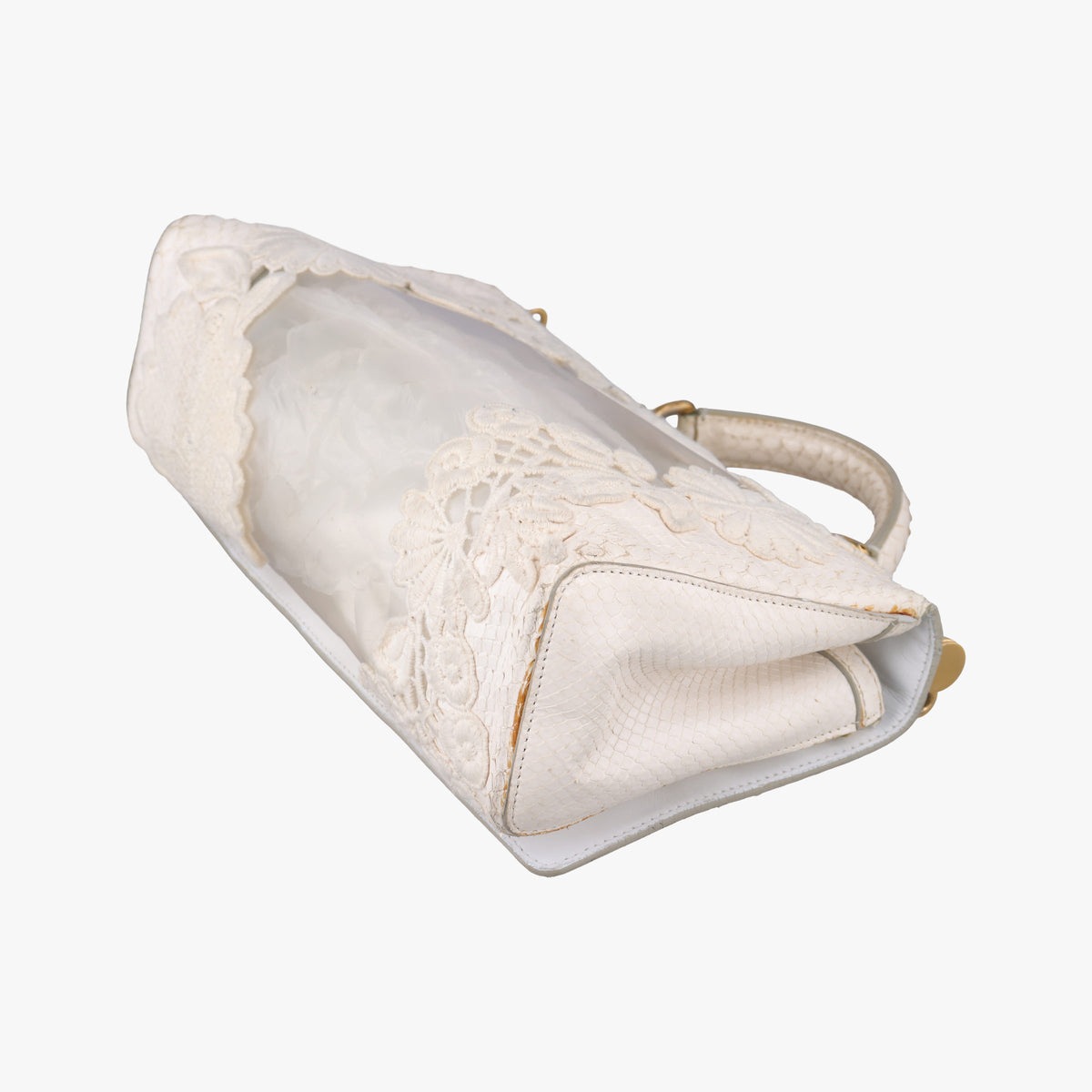 Vintage Dolce & Gabbana Sicily White Snakeskin x PVC  shoulderbag | stylenewstar