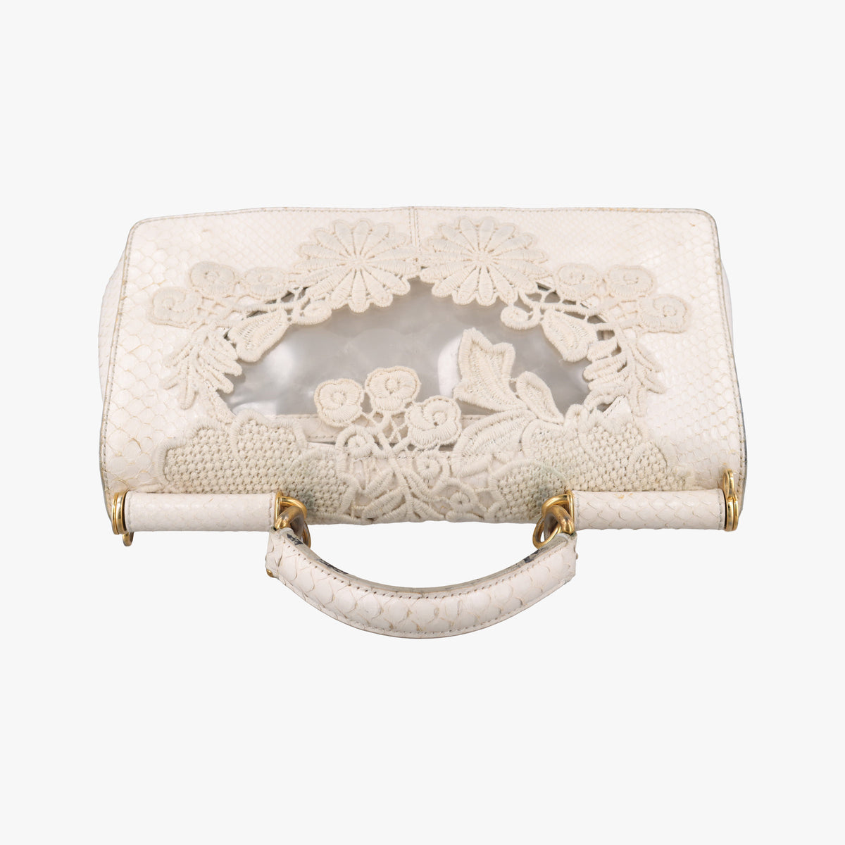 Vintage Dolce & Gabbana Sicily White Snakeskin x PVC  shoulderbag | stylenewstar