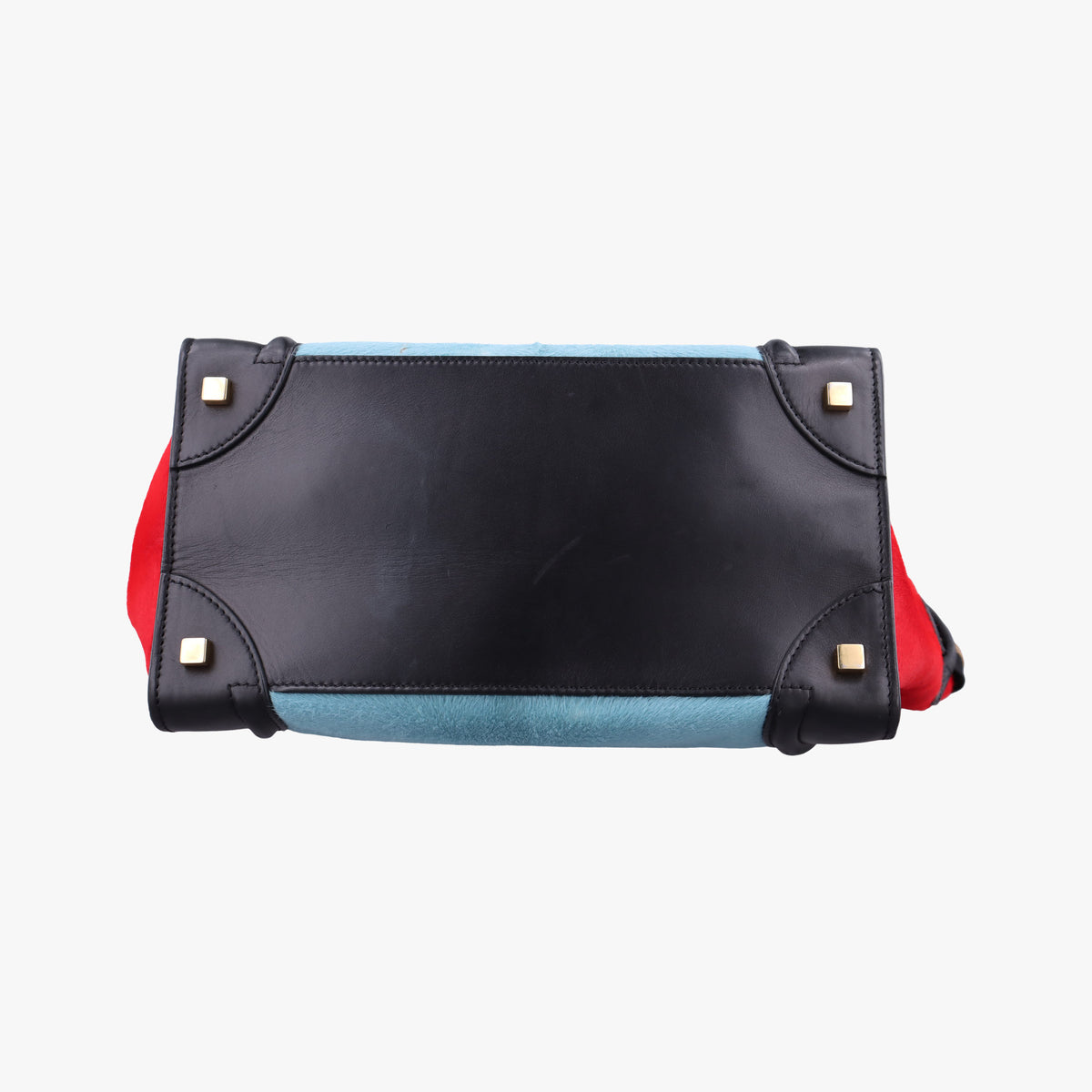 Vintage Celine Luggage Mini Shopper Blue Leather×Ponyhair  handbag | stylenewstar