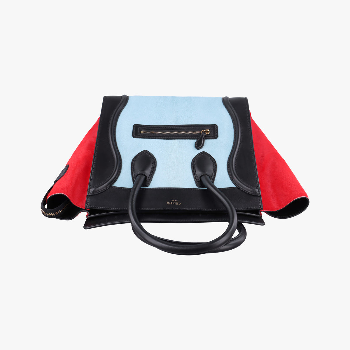 Vintage Celine Luggage Mini Shopper Blue Leather×Ponyhair  handbag | stylenewstar