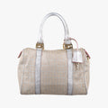 Pre-owned Fendi Zucchino Glitter Logo Silver canvas 8BL068 handbag | stylenewstar