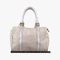 Pre-owned Fendi Zucchino Glitter Logo Silver canvas 8BL068 handbag | stylenewstar