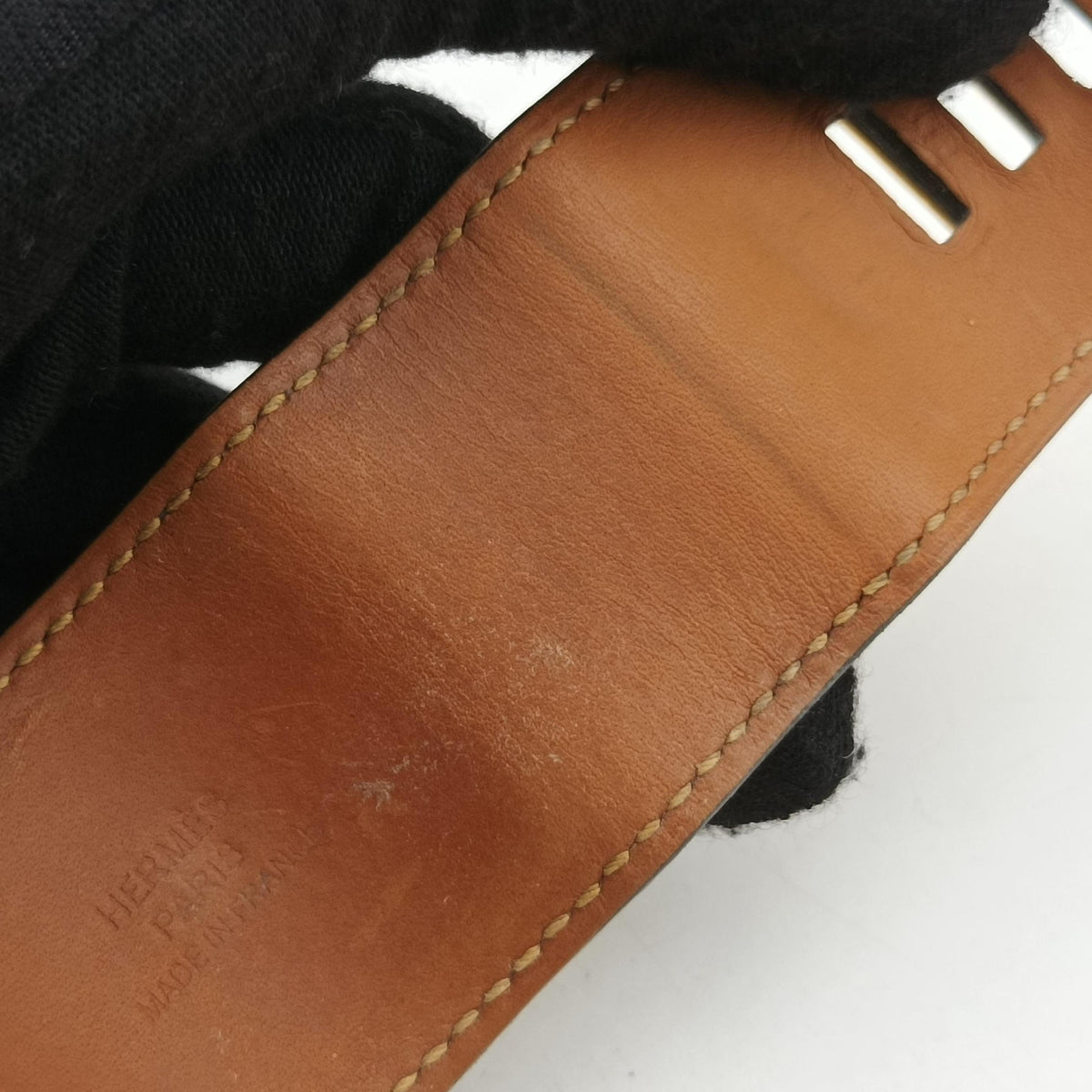 Pre-owned Hermes Collier de Chien Blue×golden Leather × GP  bangle/wristband | stylenewstar