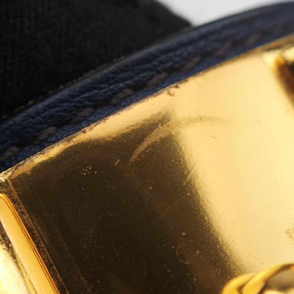 Pre-owned Hermes Collier de Chien Blue×golden Leather × GP  bangle/wristband | stylenewstar