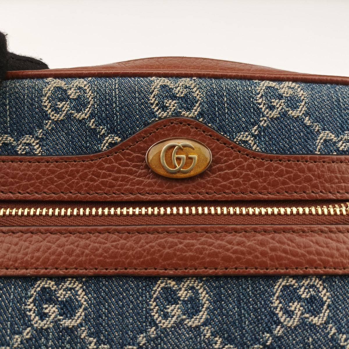Secondhand Gucci OPHIDIA Blue×Black Denim×leather 517350 shoulderbag | stylenewstar