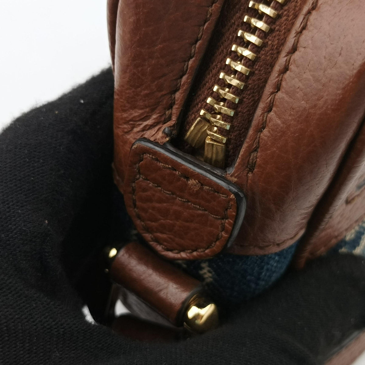 Secondhand Gucci OPHIDIA Blue×Black Denim×leather 517350 shoulderbag | stylenewstar