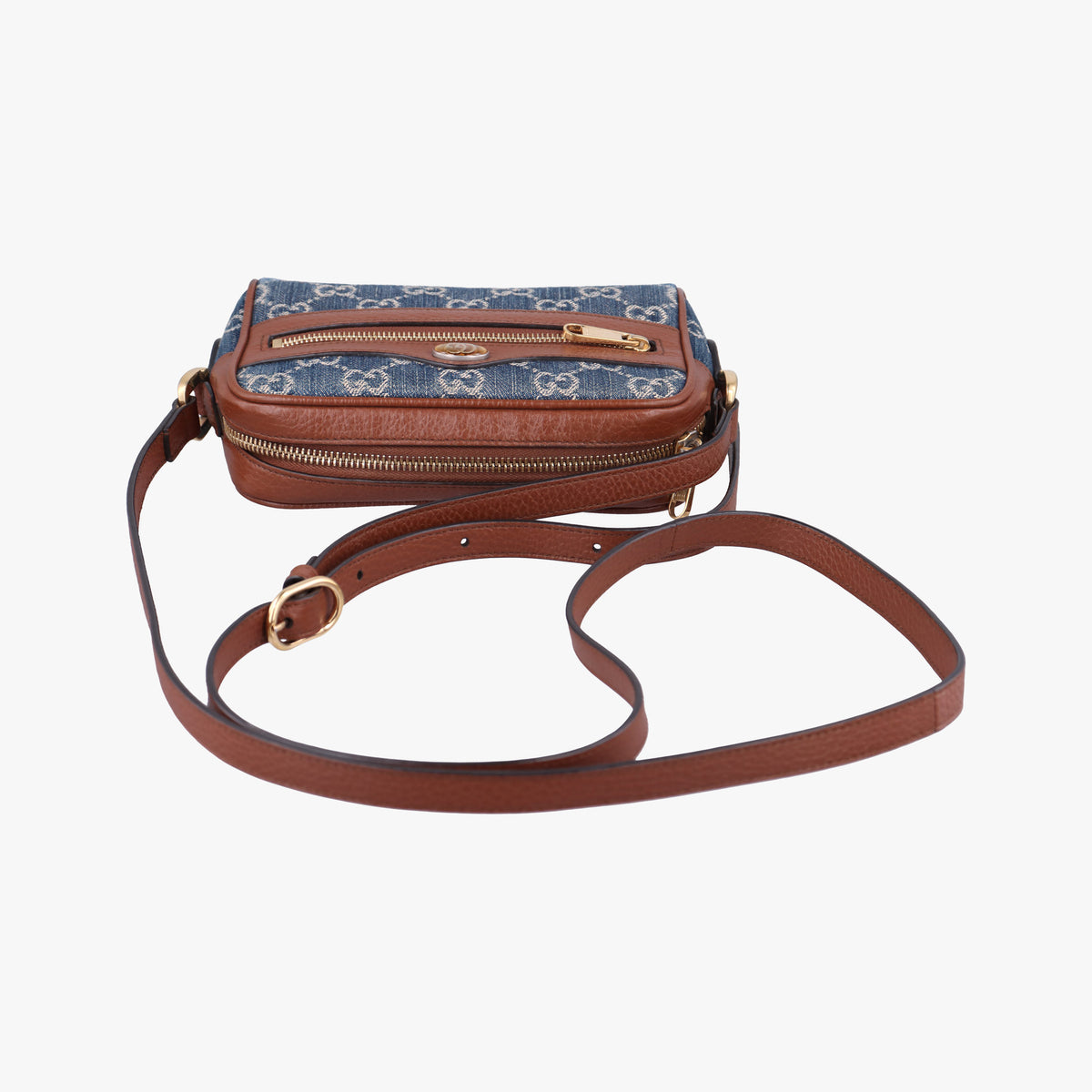 Secondhand Gucci OPHIDIA Blue×Black Denim×leather 517350 shoulderbag | stylenewstar