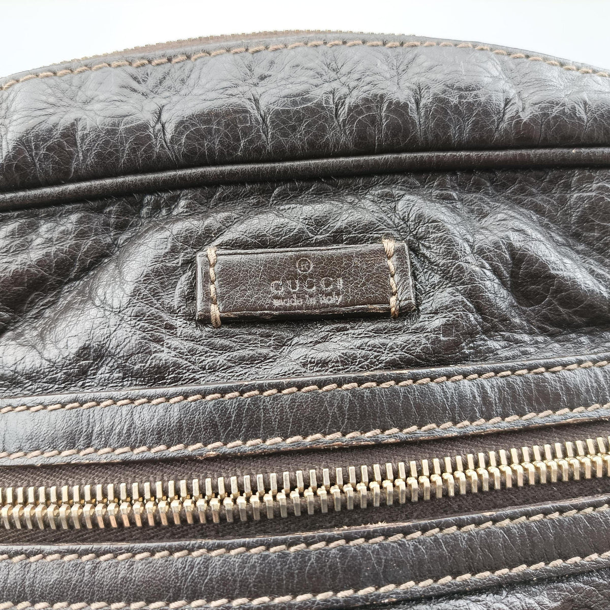 Pre-owned Gucci Guccissima Messenger Brown leather 201448 shoulderbag | stylenewstar