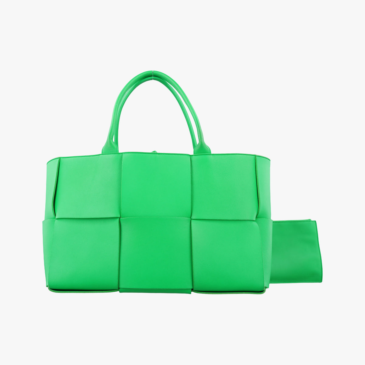 Pre-owned Bottega Veneta THE ARCO Tote Medium Green lambskin  handbag | stylenewstar