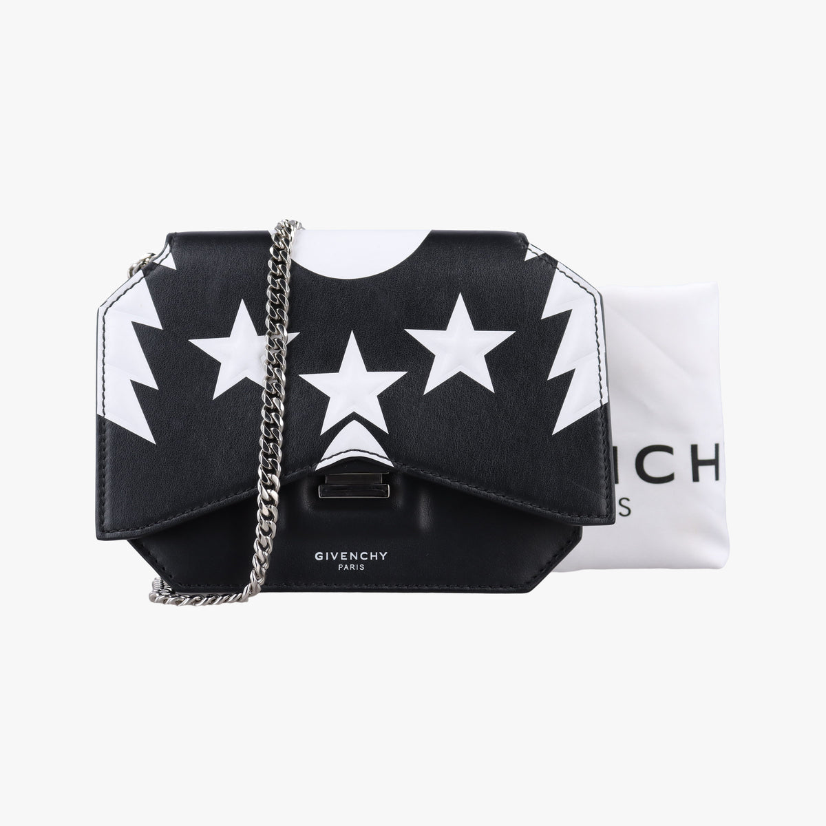 Pre-owned Givenchy Bow cut Star Black x White Leather  shoulderbag | stylenewstar