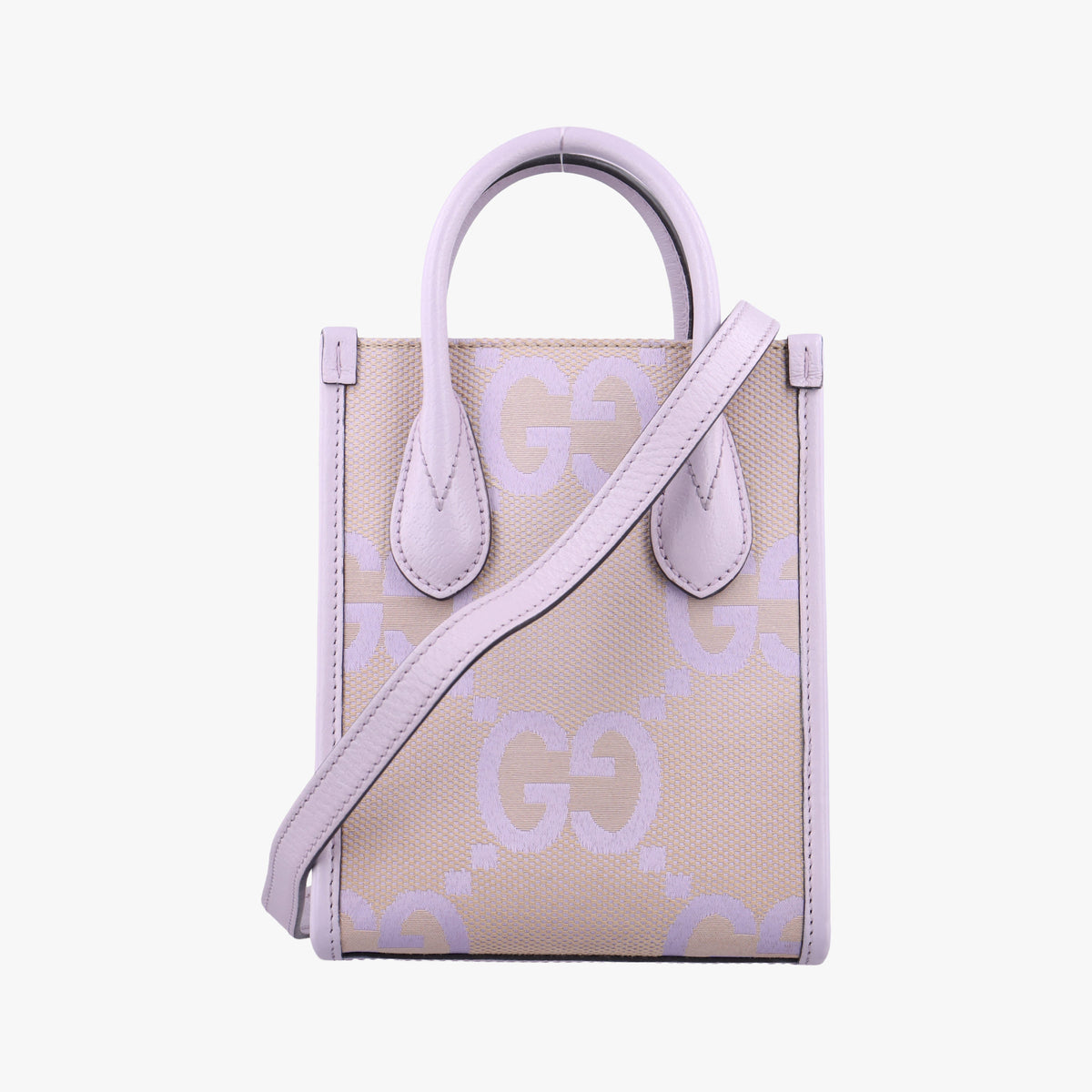 Pre-owned Gucci Jumbo GG Beige×purple canvas×leather 671623 shoulderbag | stylenewstar