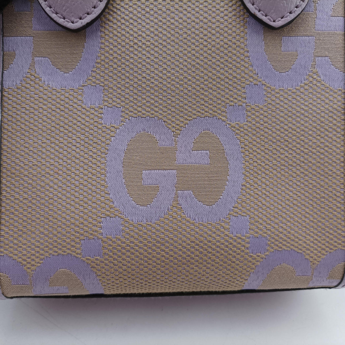 Pre-owned Gucci Jumbo GG Beige×purple canvas×leather 671623 shoulderbag | stylenewstar