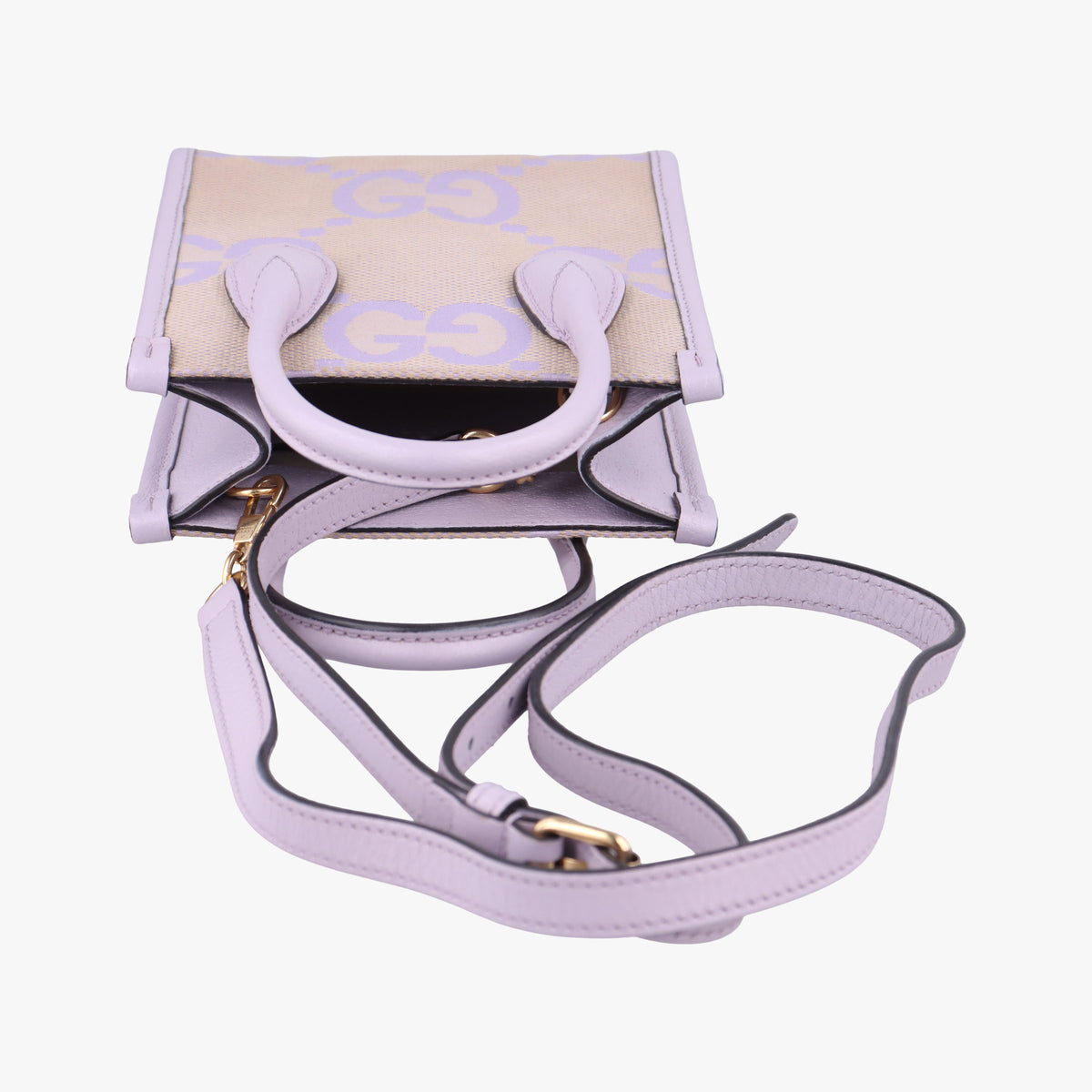 Pre-owned Gucci Jumbo GG Beige×purple canvas×leather 671623 shoulderbag | stylenewstar