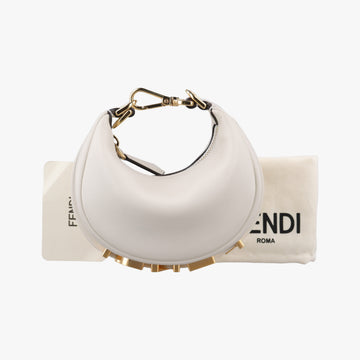 Secondhand Fendi Nano Fendigraphy White Leather 7AS089 clutchbag | stylenewstar