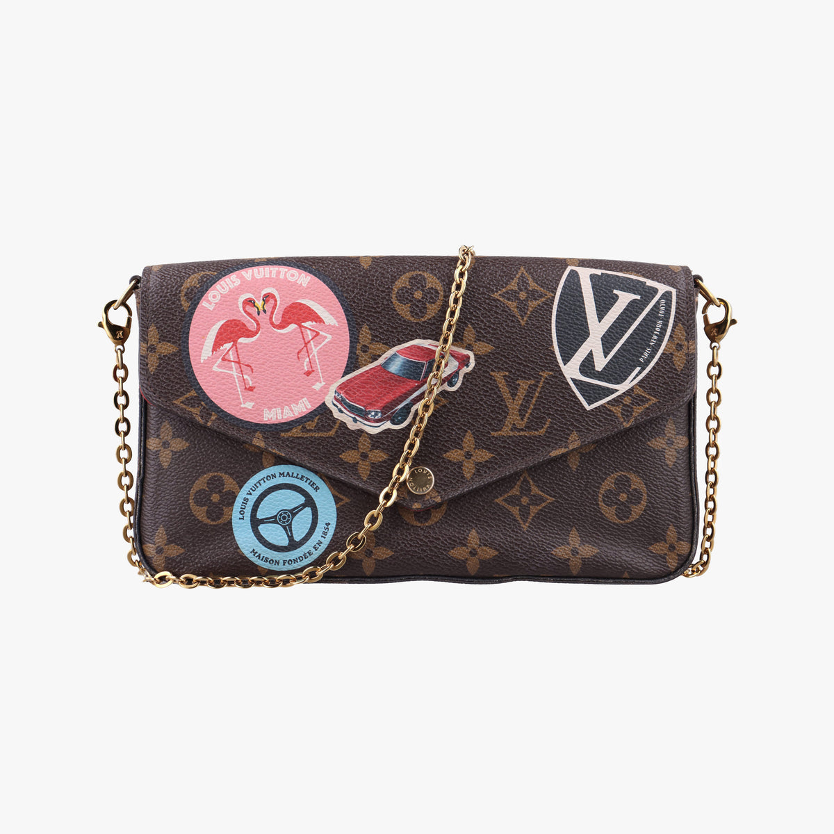 Pre-owned Louis Vuitton Felicie Pochette Brown×Multicolor Monogram Canvas M62145 shoulderbag | stylenewstar