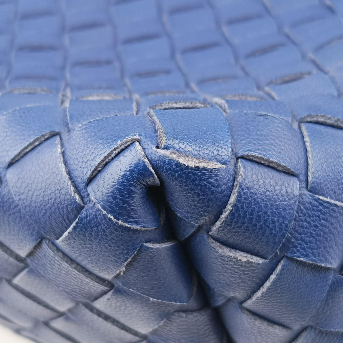 Pre-owned Bottega Veneta Intrecciato Olimpia Blue lambskin  shoulderbag | stylenewstar