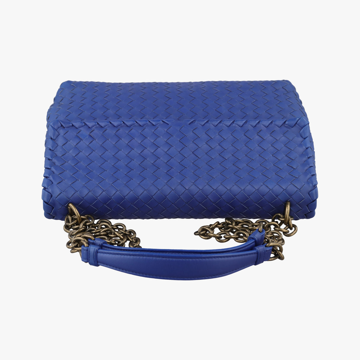 Pre-owned Bottega Veneta Intrecciato Olimpia Blue lambskin  shoulderbag | stylenewstar