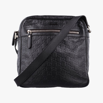 Pre-owned Gucci Guccissima Messenger Black Leather 201448 shoulderbag | stylenewstar