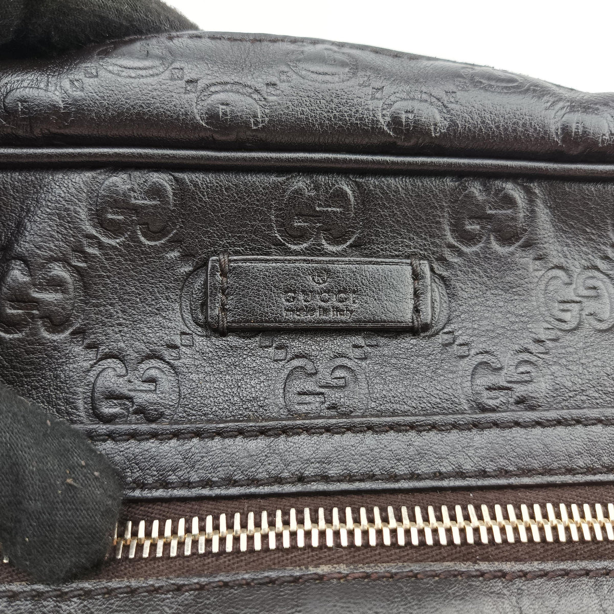 Pre-owned Gucci Guccissima Messenger Black Leather 201448 shoulderbag | stylenewstar