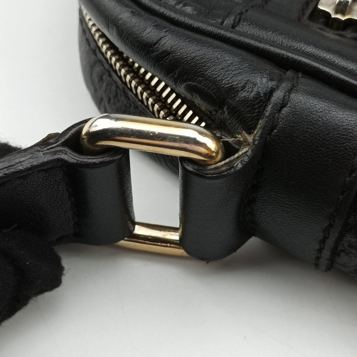 Pre-owned Gucci Guccissima Messenger Black Leather 201448 shoulderbag | stylenewstar