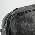 Pre-owned Gucci Guccissima Messenger Black Leather 201448 shoulderbag | stylenewstar