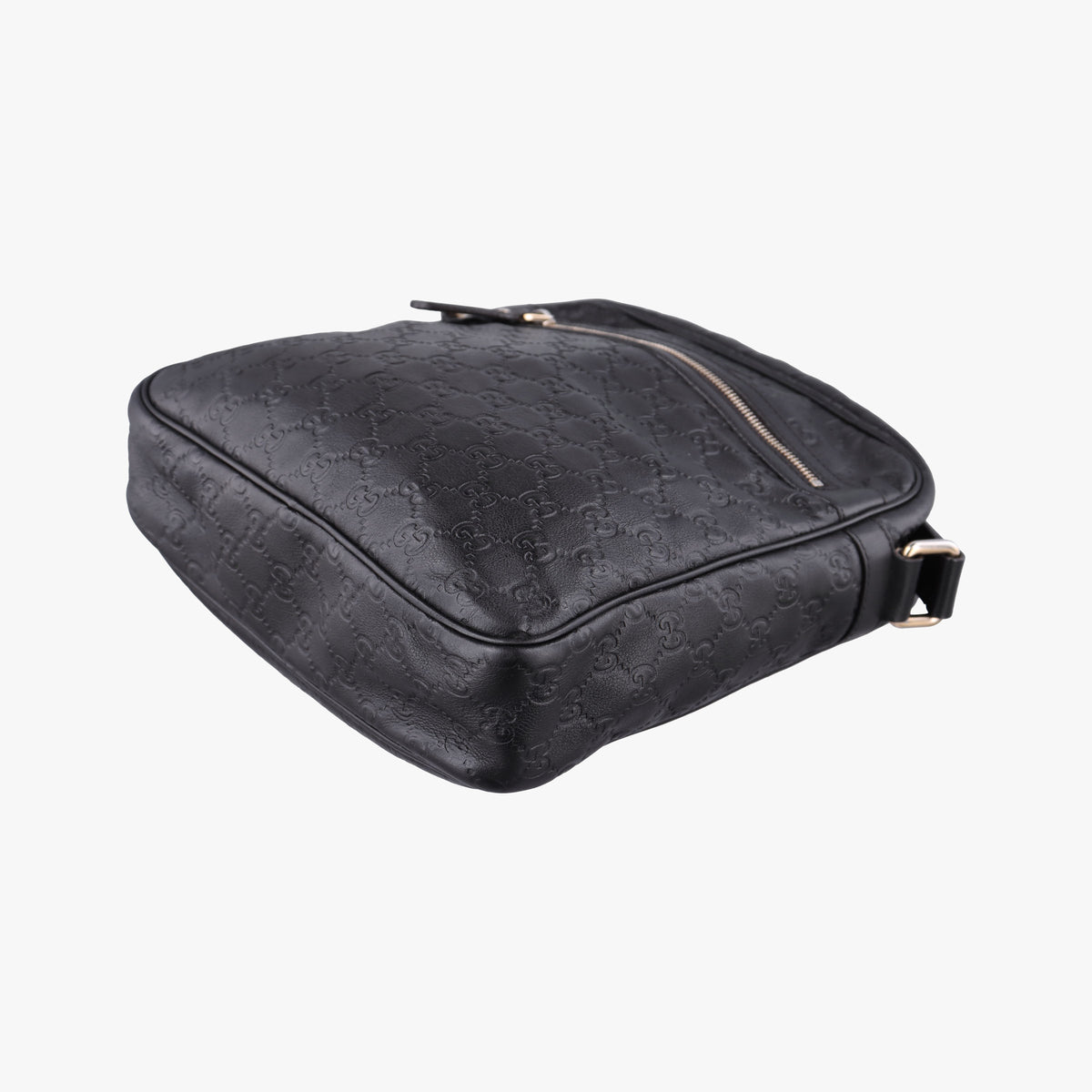 Pre-owned Gucci Guccissima Messenger Black Leather 201448 shoulderbag | stylenewstar
