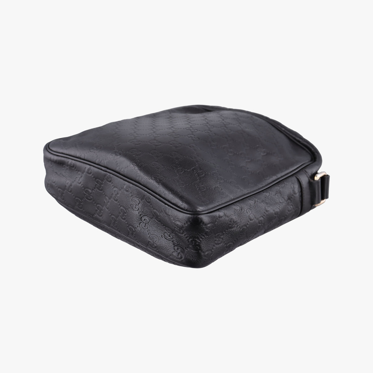Pre-owned Gucci Guccissima Messenger Black Leather 201448 shoulderbag | stylenewstar