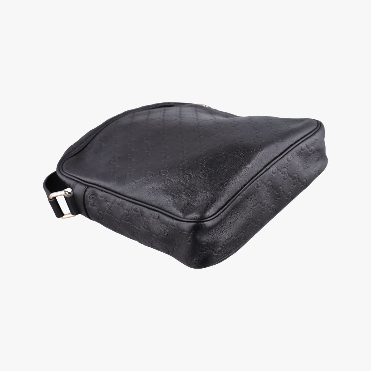 Pre-owned Gucci Guccissima Messenger Black Leather 201448 shoulderbag | stylenewstar