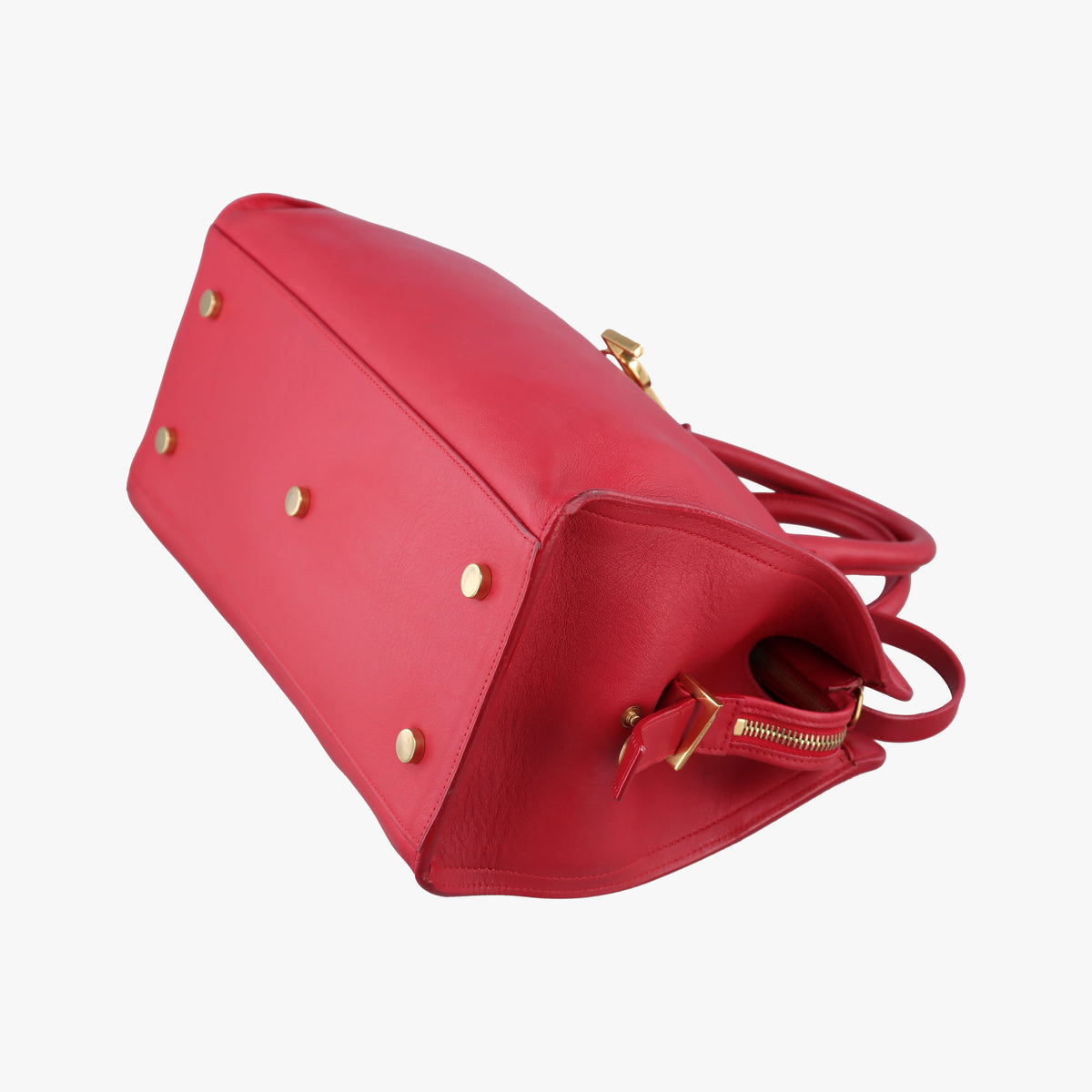 Pre-owned Yves Saint Laurent Baby Cabas Red Leather 394461 shoulderbag | stylenewstar